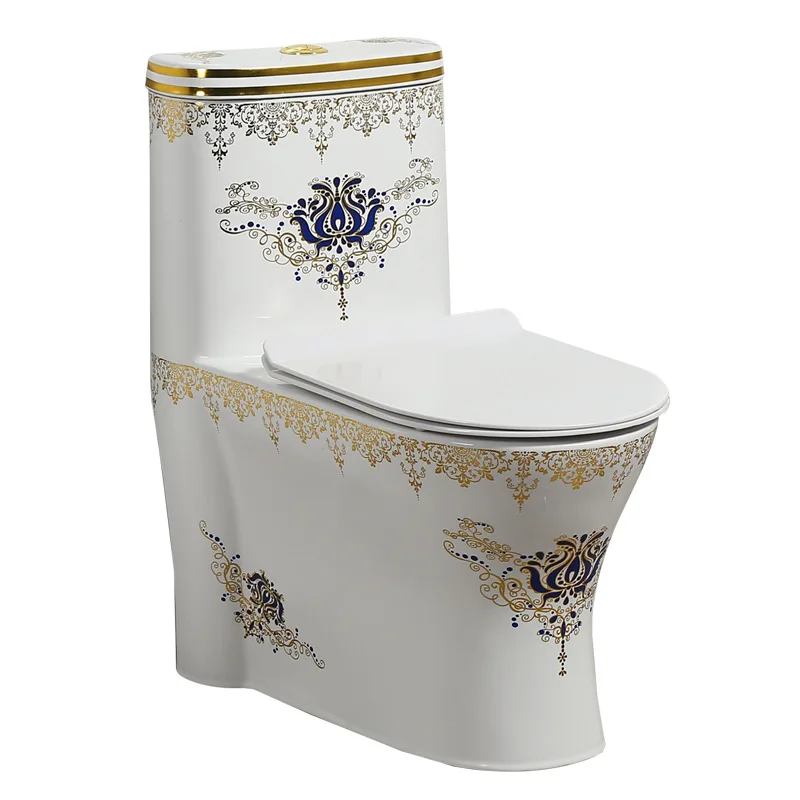 Sanitary ware Golden WC toilet Ceramic golden flower design toilet