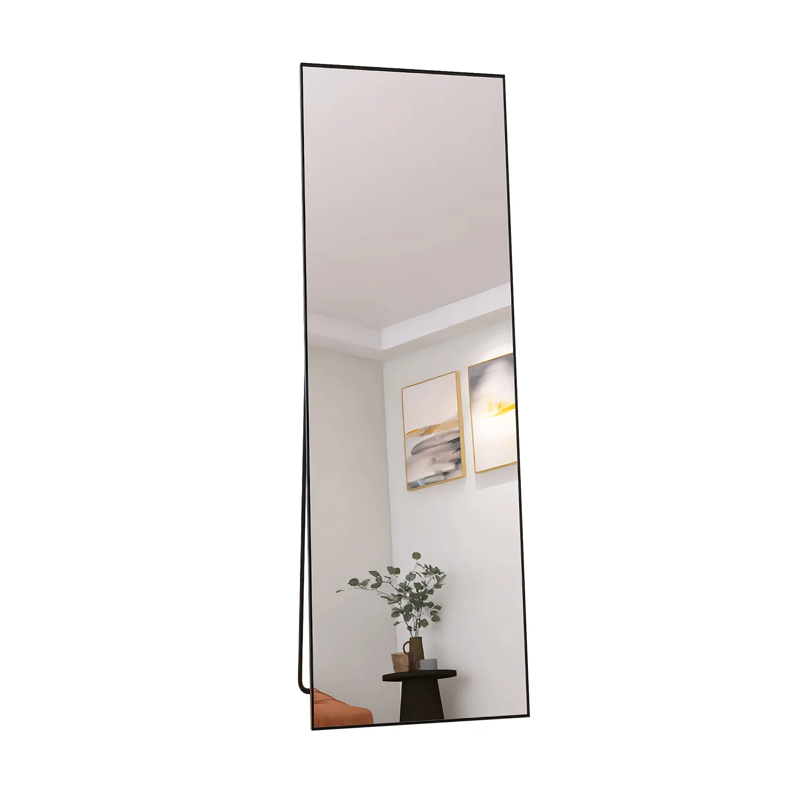 Fangange Staande Spiegel, Spiegel op Volle Lengte met Aluminium Frame, Grote Wandspiegel Staand/Hangend voor Woonkamer Slaapkamer - afbeelding 2