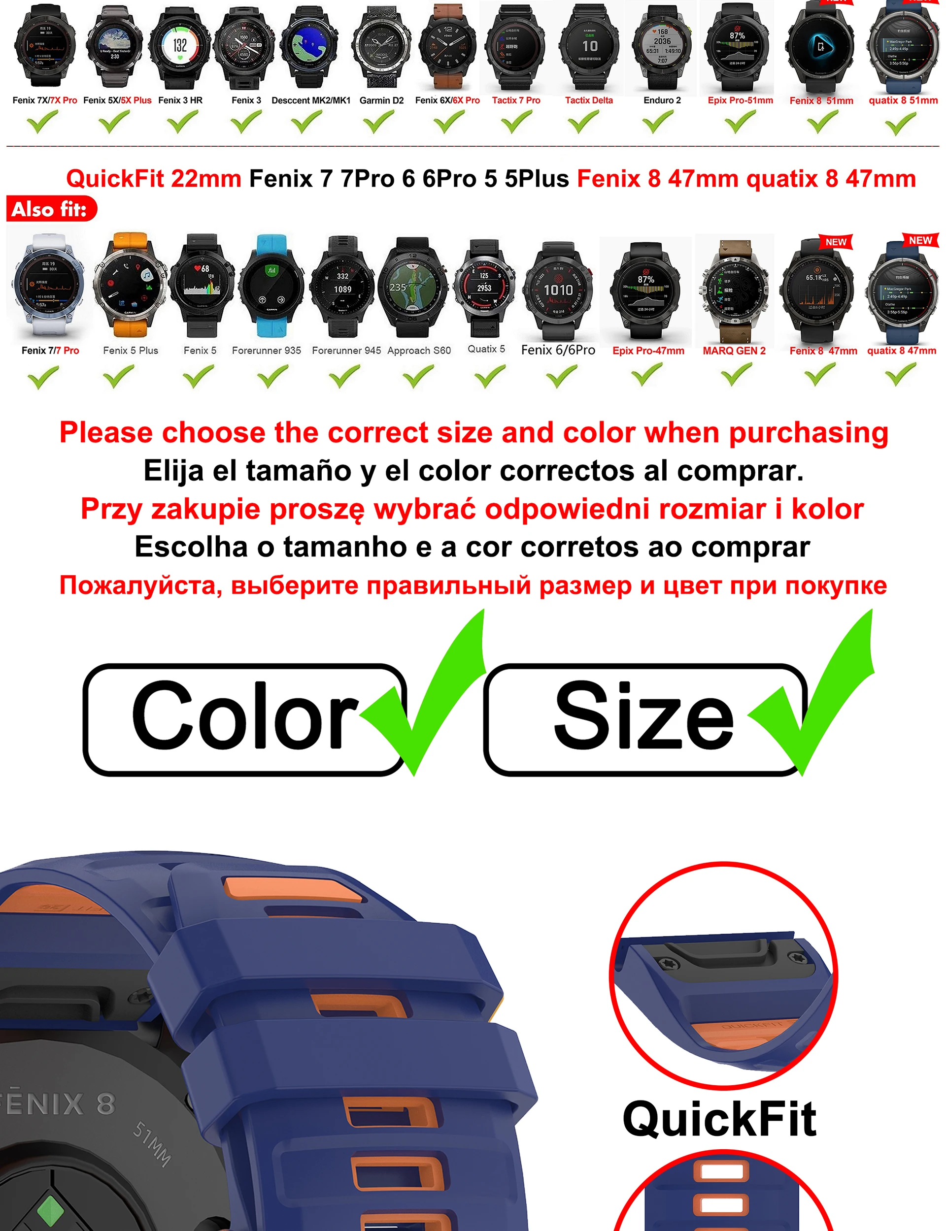 Für Fenix 8 47mm 51mm Uhrenarmband 22 26mm QuickFit Armband für Garmin Fenix 8 7 7X Pro 6 6X Pro 5 5X 965 955 Epix Pro Gen2 Armband – Detail 3