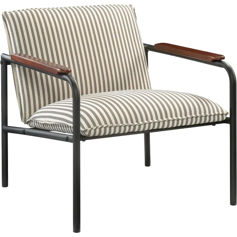 Lounge Chair para Lounge, metal cinza e acabamento branco, L: 26,77 in x W: 28,35 in x H: 26,77 in