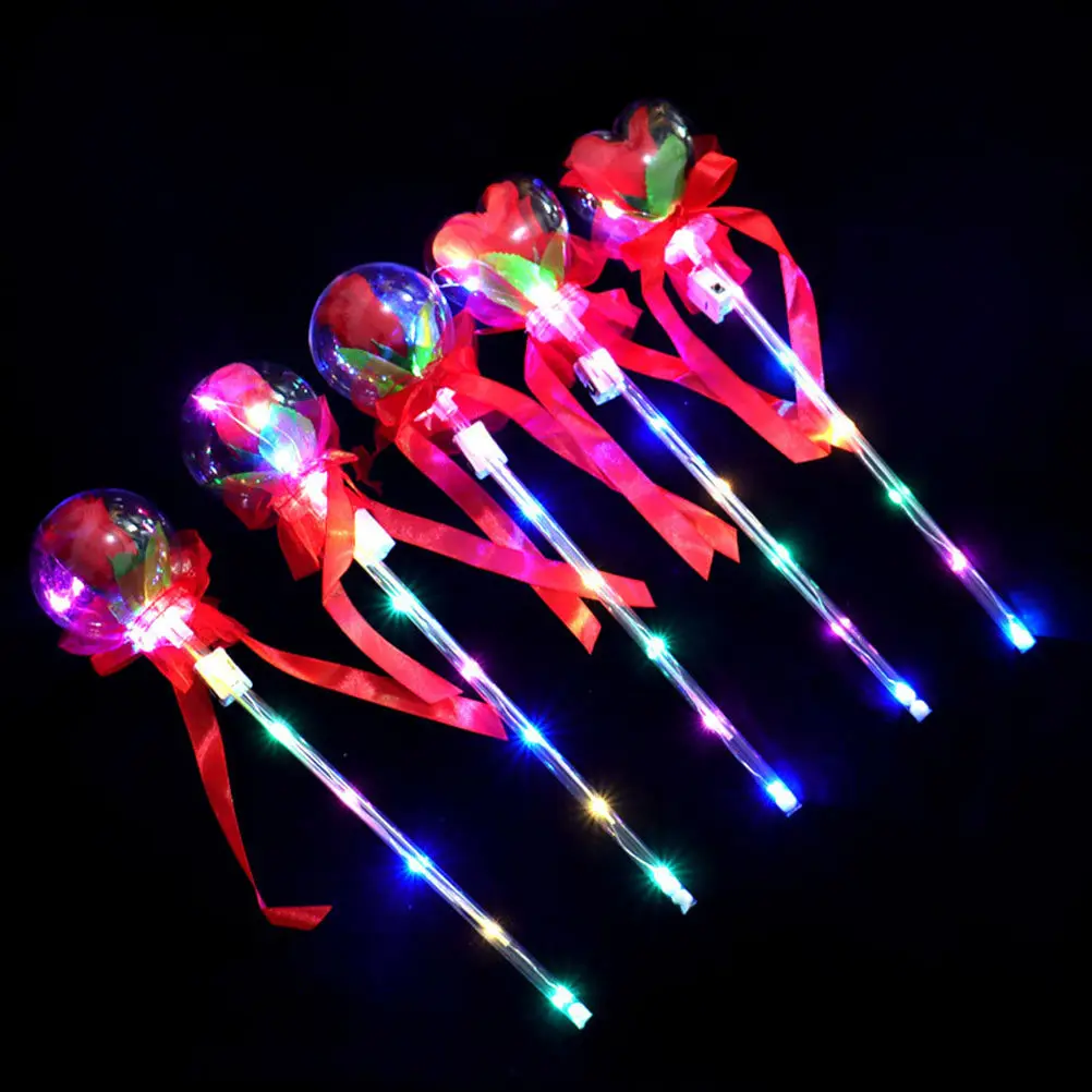 

3Pcs Luminous Fairy Sticks Glowing Plastic Rose Wands Kids Party Props Photo Accessories Halloween Playthings Party Fairy Sticks