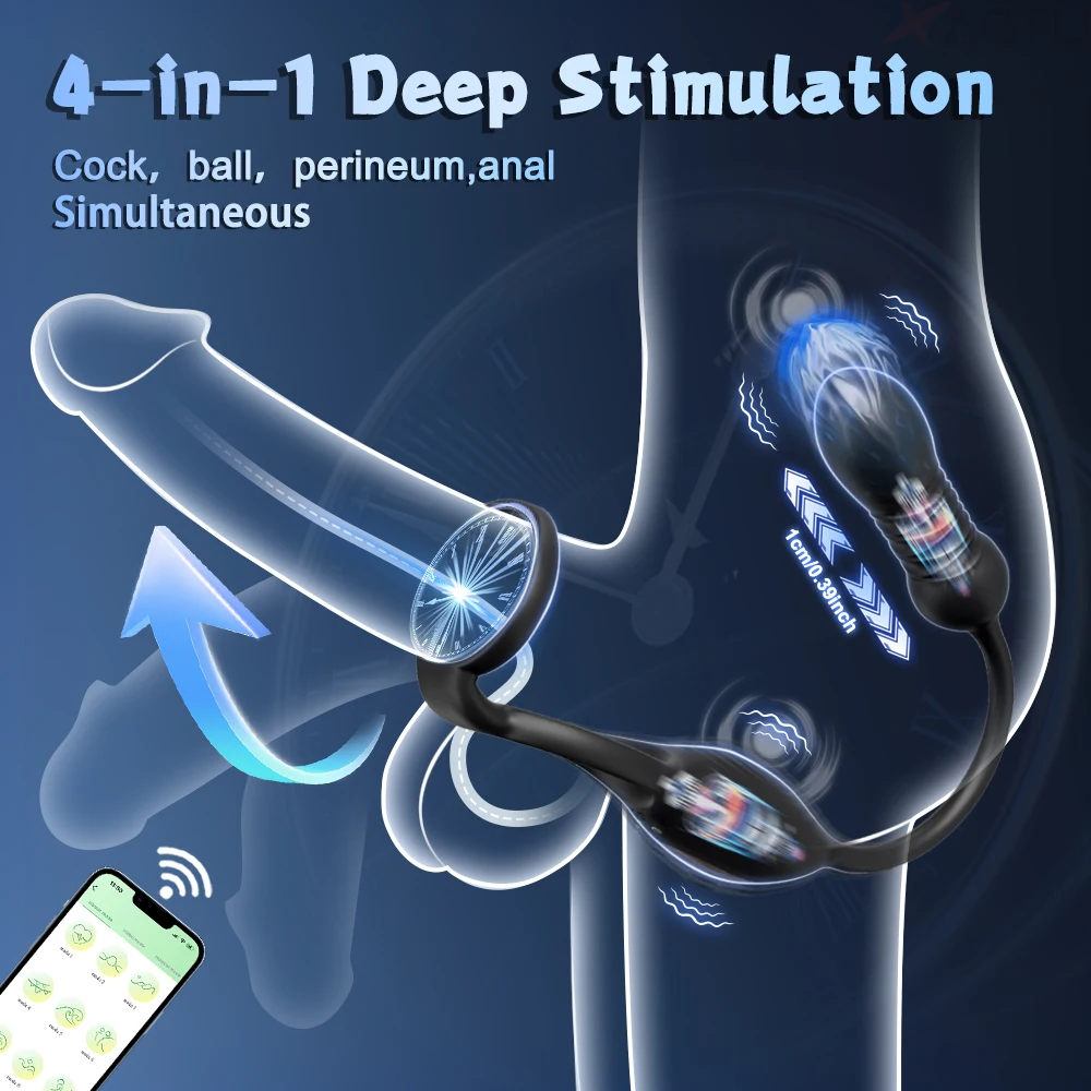 Thrusting الشرج هزاز ذكر جهاز تدليك للبروستاتا تهتز خاتم الديك الشرج بعقب المكونات الهزاز للرجال ألعاب جنسية الجنس لعب للرجال