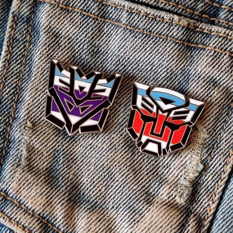 Transformers Animation Peripheral Toys Character Metal Brooch Badge Decorations Anime Action Figures Collection