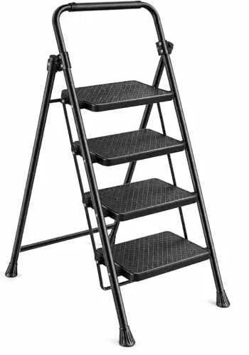 Ladder 4 Step Folding  Stool Step Ladder with Wide Anti-Slip Pedal  Stool Foldable for Adults Lightweight