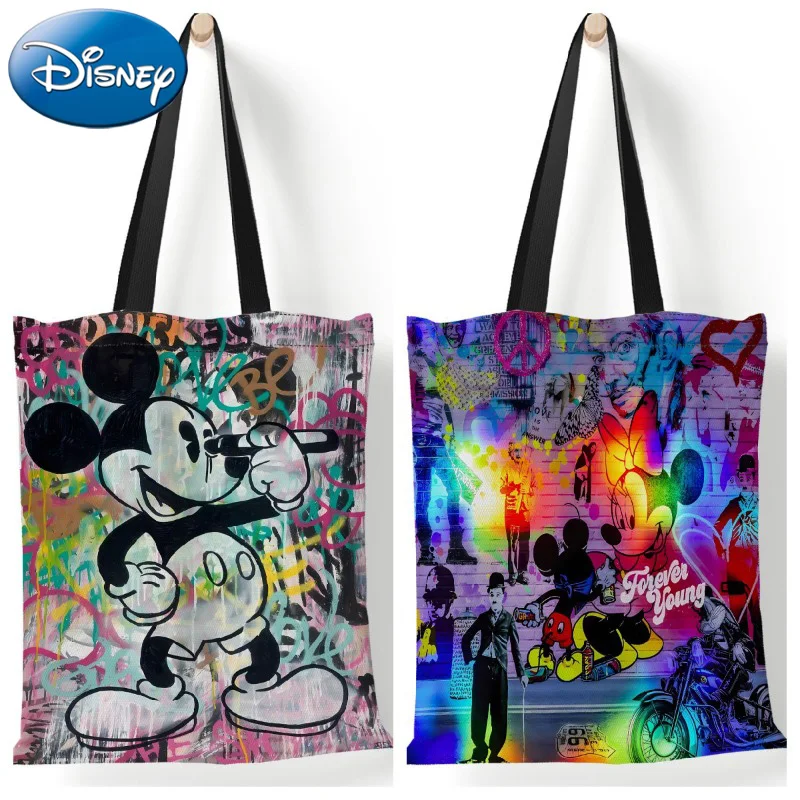 Disney New Canvas Tote Bag Mickey Mouse Printed Canvas Bag Harajuku Shoulder Bag Handbag Canvas