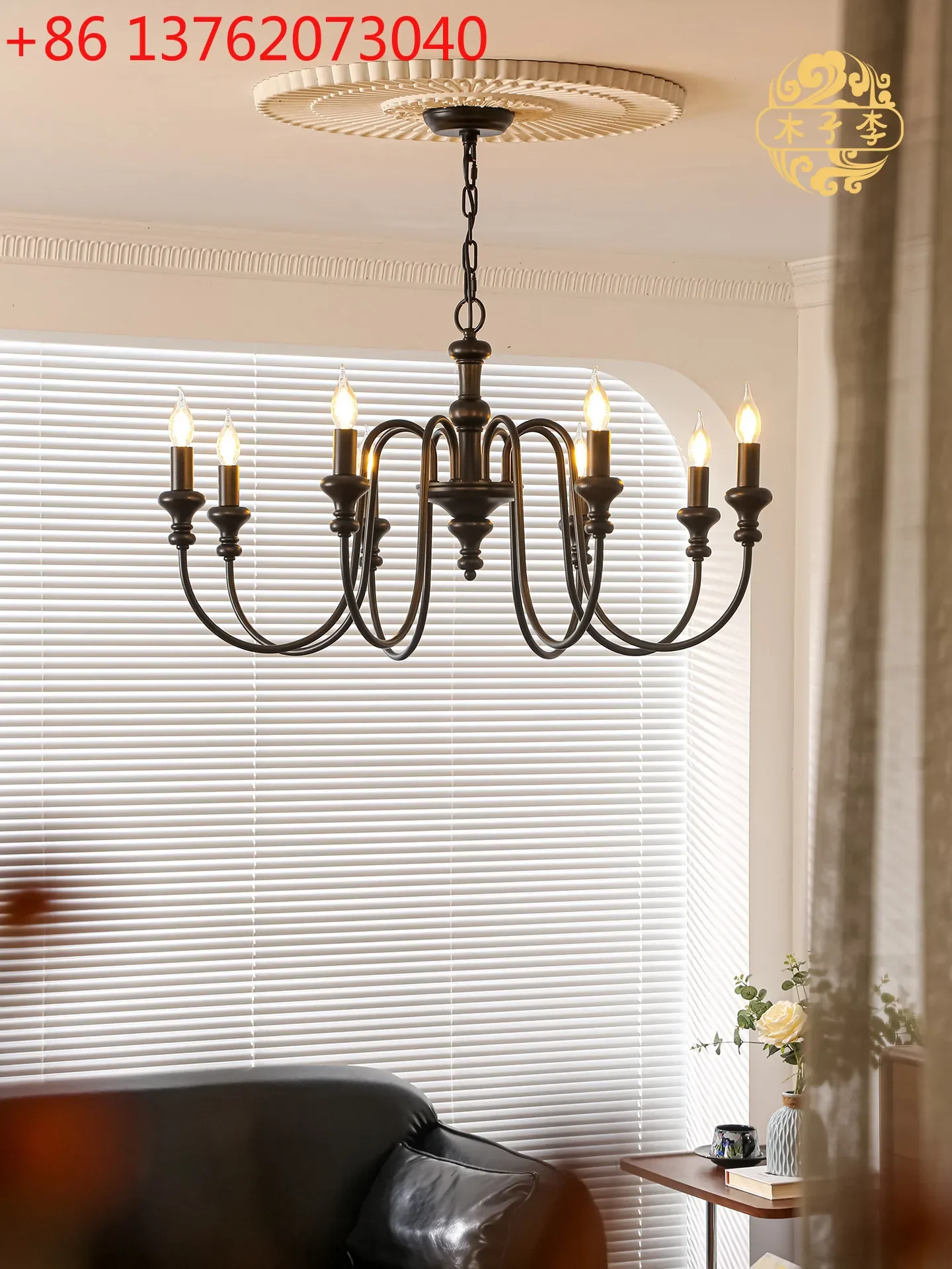 American retro living room chandelier French medieval staircase dining room study lamp