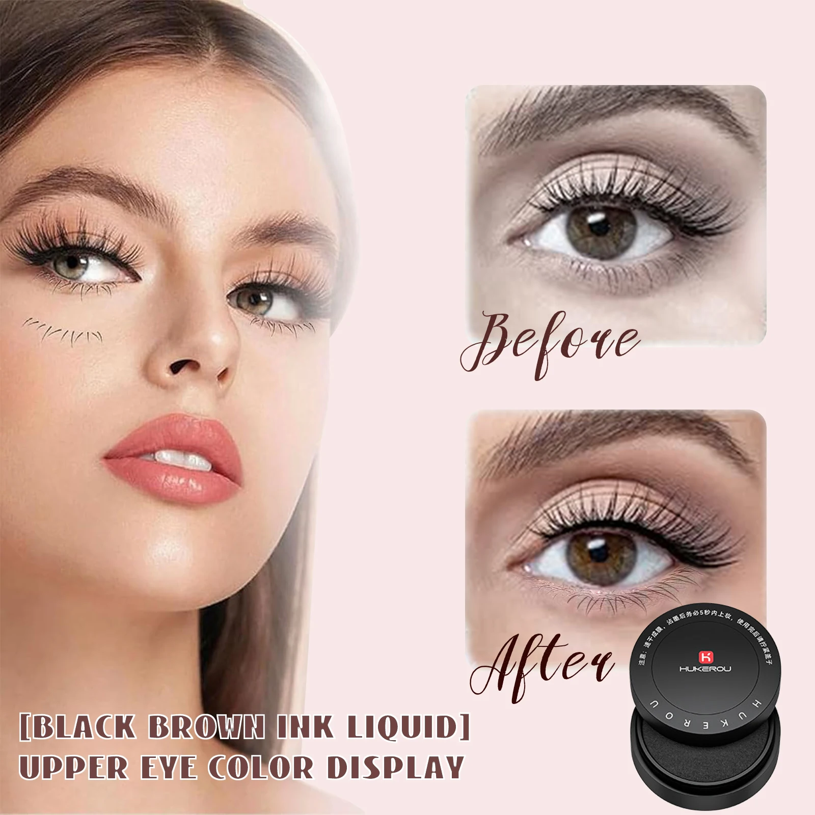 Stylo tampon pour cils inférieurs Dezone noir/marron, imperméable, résistant à la sueur, maquillage coréen, cosmétiques, cils d'apparence naturelle 3 en 1