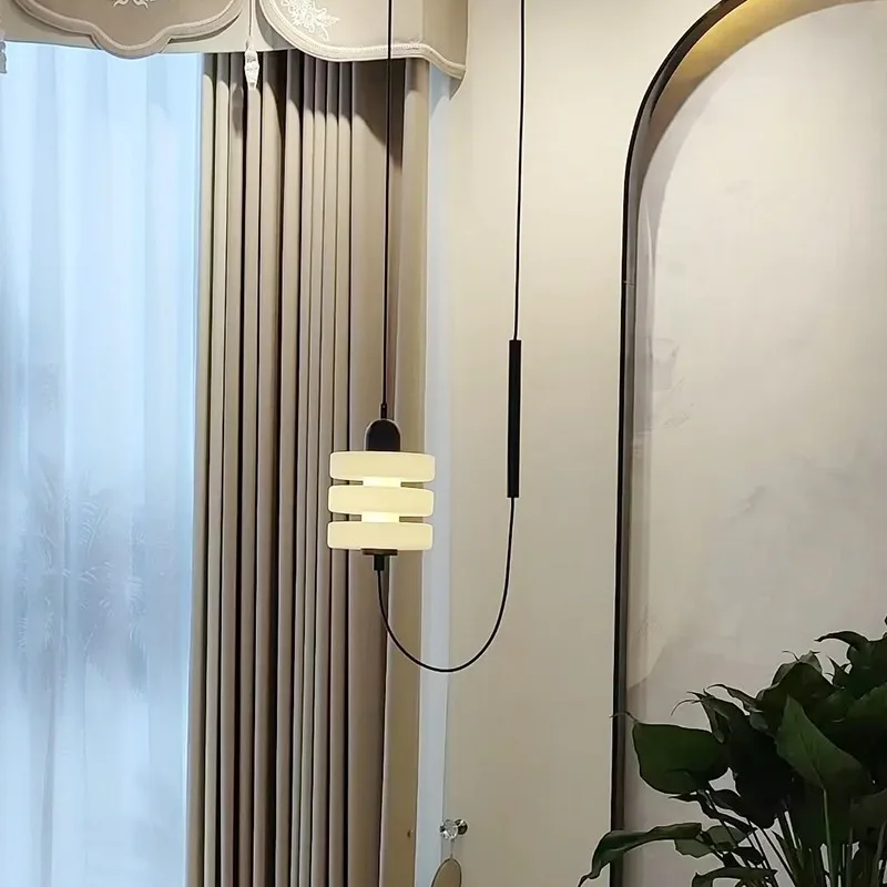 

Nordic Minimalist LED Glass Pendant Light Luxury Bedroom Study Room Indoor Designer Hanging Line Lamp