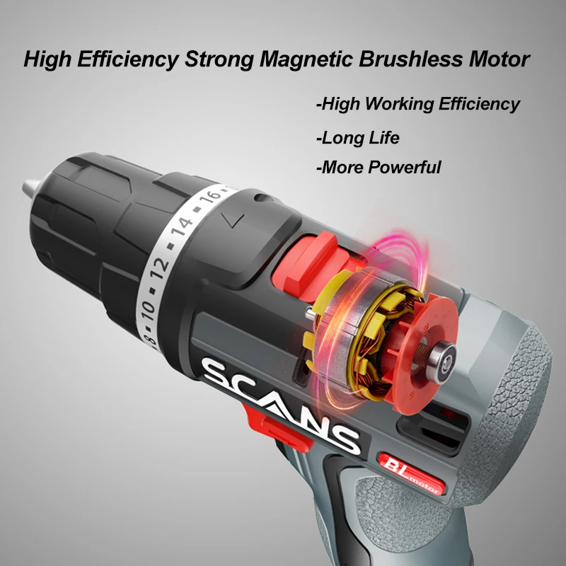 ブラシレスドリル,16v,40nm,ドライバー,2Ahリチウムイオンバッテリー,ミニドリル,電動工具,s160