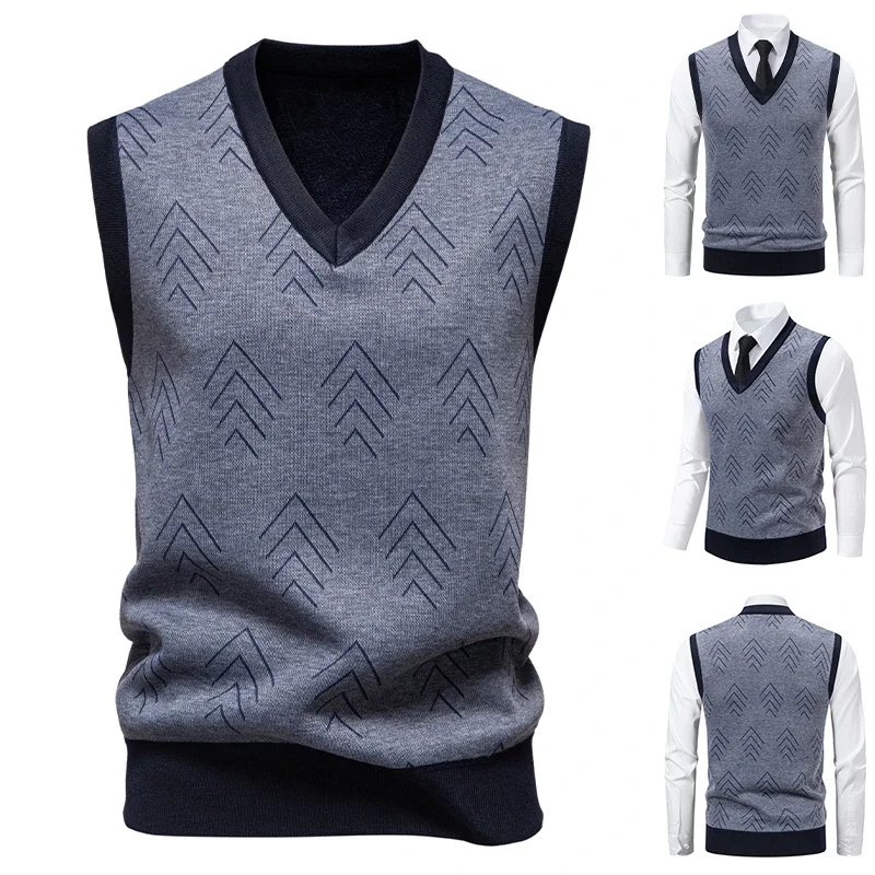 

Мужской вязаный свитер с v-образным вырезом, теплый осенне-зимний свитер с ромбовидной сеткой, витой цветок, повседневный модный универсальный вязаный топ