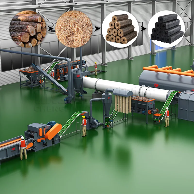 Horizontal Biomass Sawdust Briquette Wood Charcoal Kiln Coconut Shell Carbonization Furnace for Charcoal Making