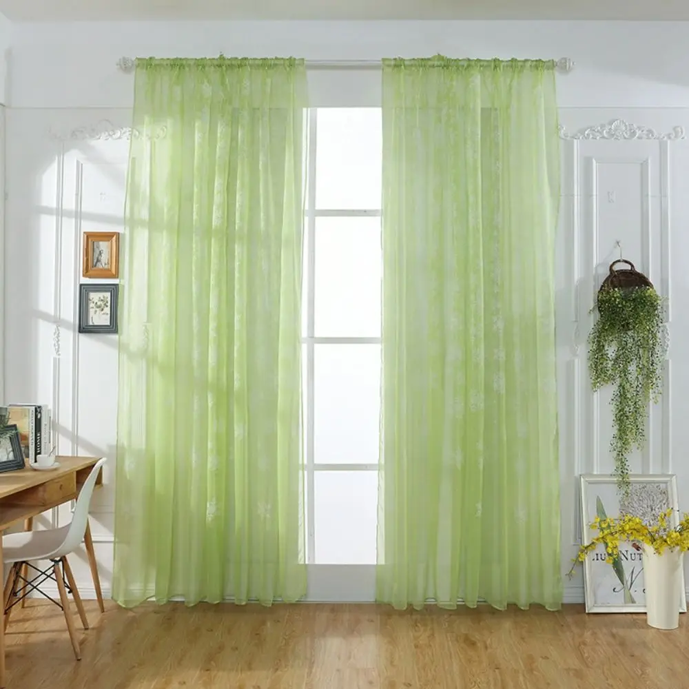 Translucent Snowflake Sheer Curtains Gauze Elegant Tulle Curtain Romantic Pastoral Style Transparent Curtain Home Decoration