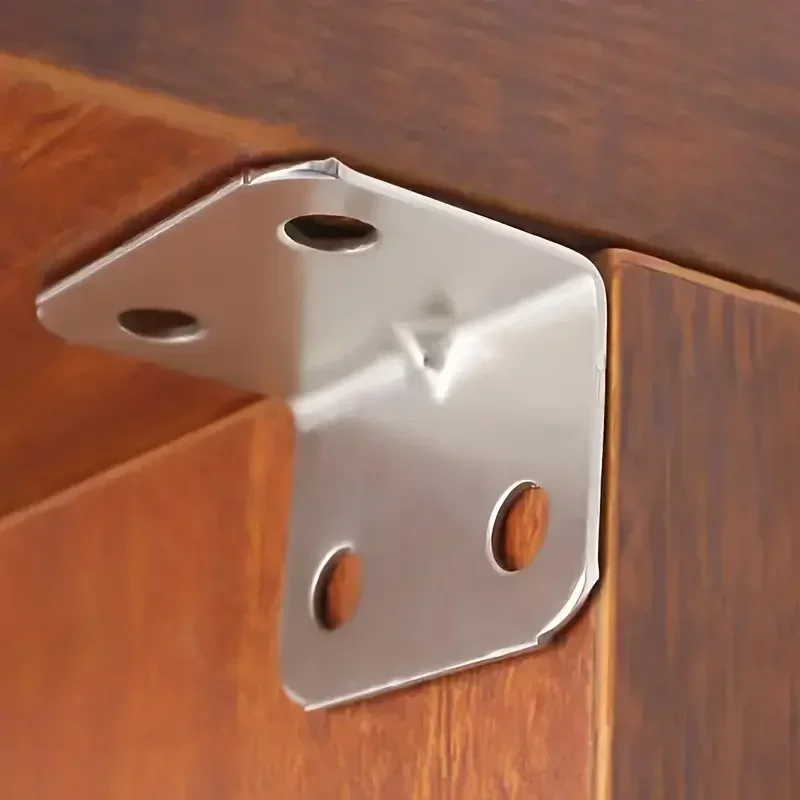 Universal Stainless Steel Corner Bracket 90 Degree Right Angle Fixed Bracket for Wood Furniture Bedframe Cabinet Tools 4/6 Holes