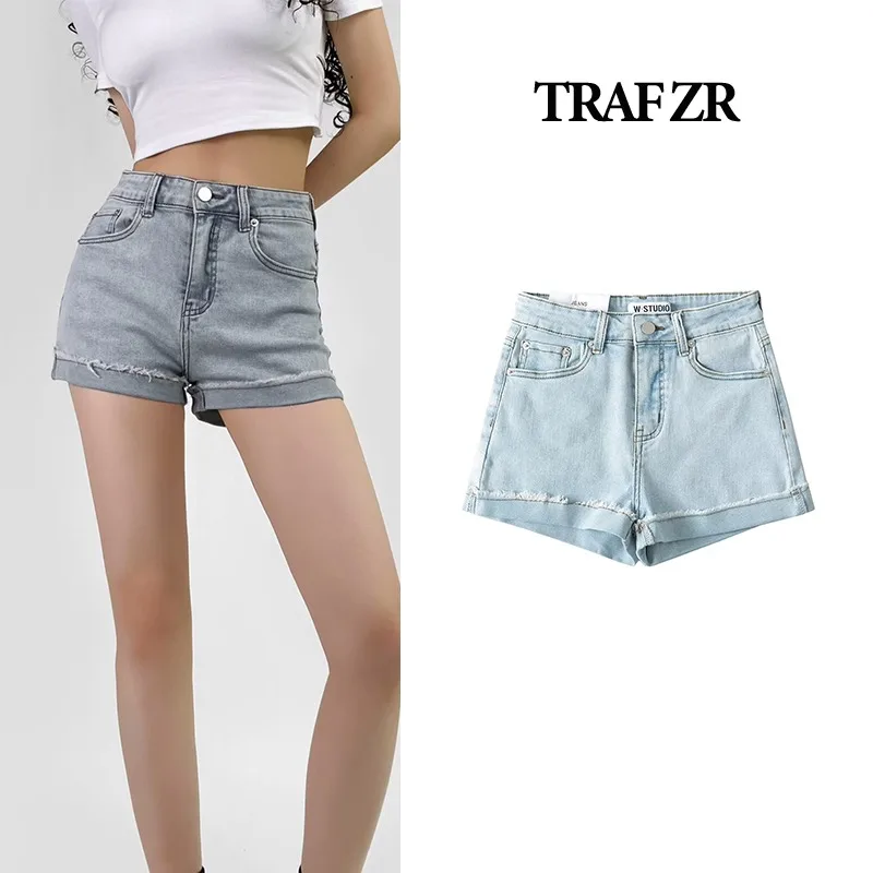 

TRAF ZR Shorts Y2k Short Modern Woman Pants Denim Women Hot Jean Jeans Summer Women's Cotton Jorts High Waist Streetwear shorts