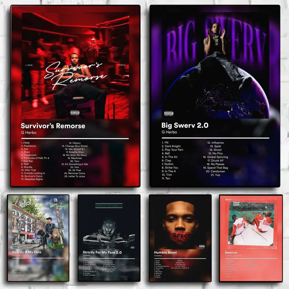 Póster del famoso cantante G-G Herbo, impresiones artísticas de pared minimalistas modernas para dormitorio, sala de estar, decoración interior del hogar, regalo