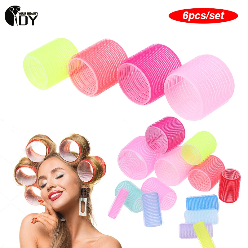 

6pcs Self-Grip Hair Rollers Heatless Hair Curlers No Heat Hair Bangs Volume Hair Roller Salon Hair Dressing Curlers Hair Styling