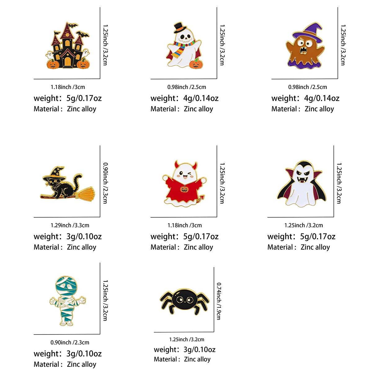 16pcs/set Halloween Cartoon Series Enamel Pin Ghost Lapel Backpack Pins Pumpkin Badges Brooch for Clothes Jewelry Gifts Friends