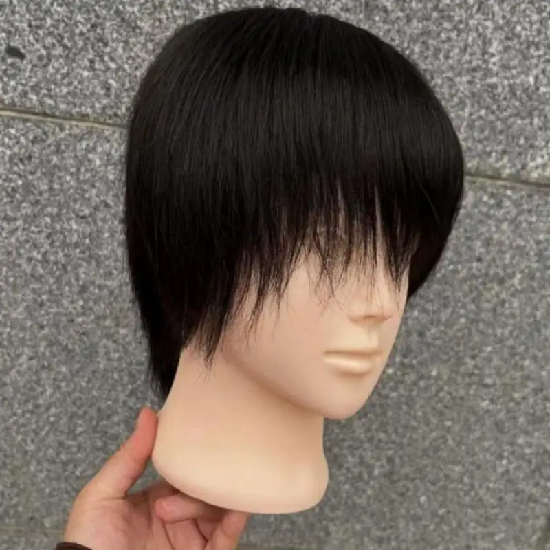 Real Human Hair Mannequin Head Short Black Hair Perfect For Barber Training Practice Beauty Styling Tool