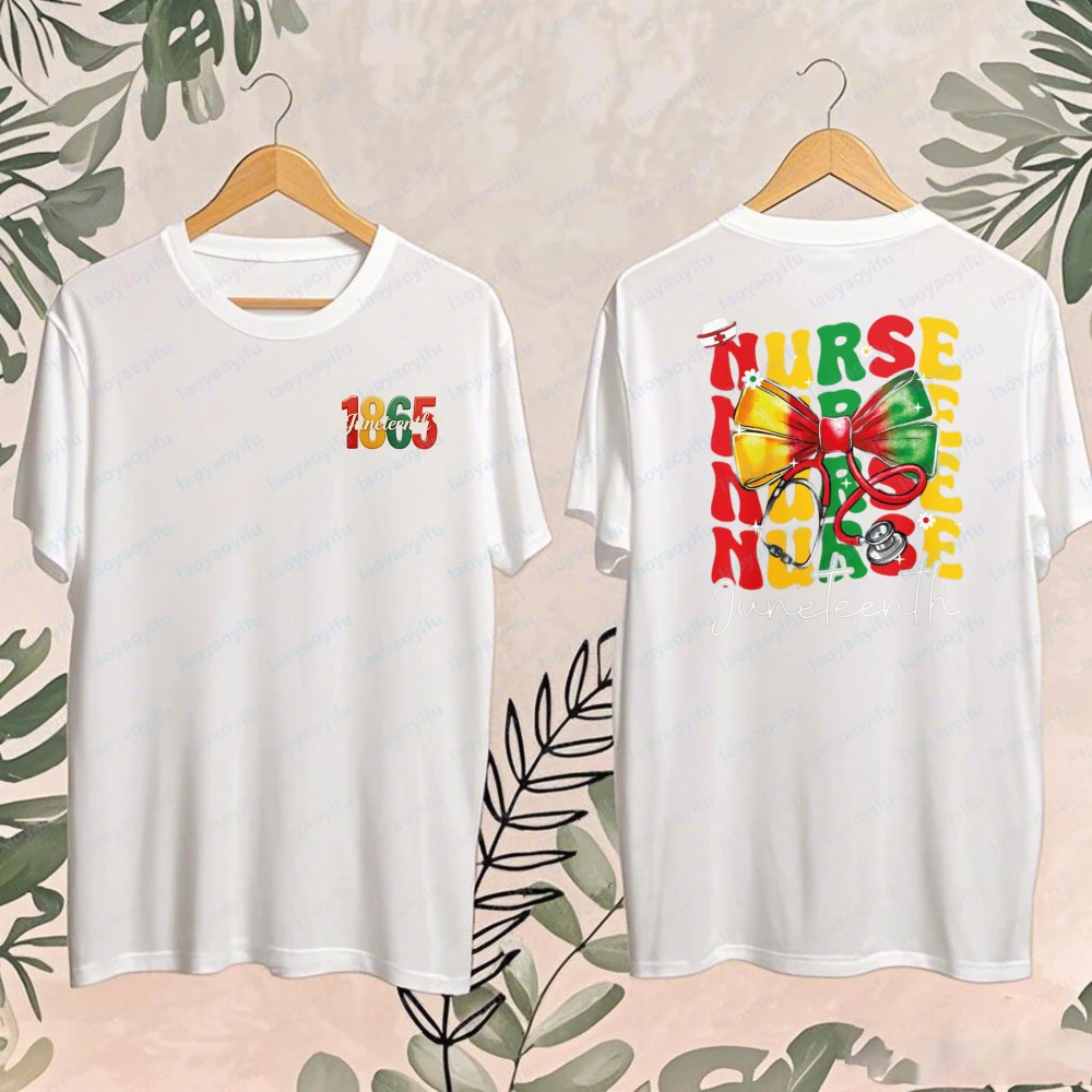 Unique Juneteenth Graphic Shirt for Women Trendy Festival Cotton T-Shirt Solidarity Apparel Authentic Black Nurse Streetwear