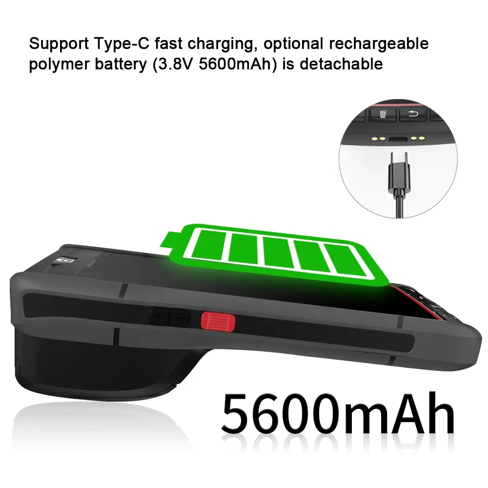 Blovedream S60 Robuster industrieller Android-Handheld-Honeywell-Scanner, Lagerbestand, mobiler Computer-PDA mit 58-mm-Thermodrucker