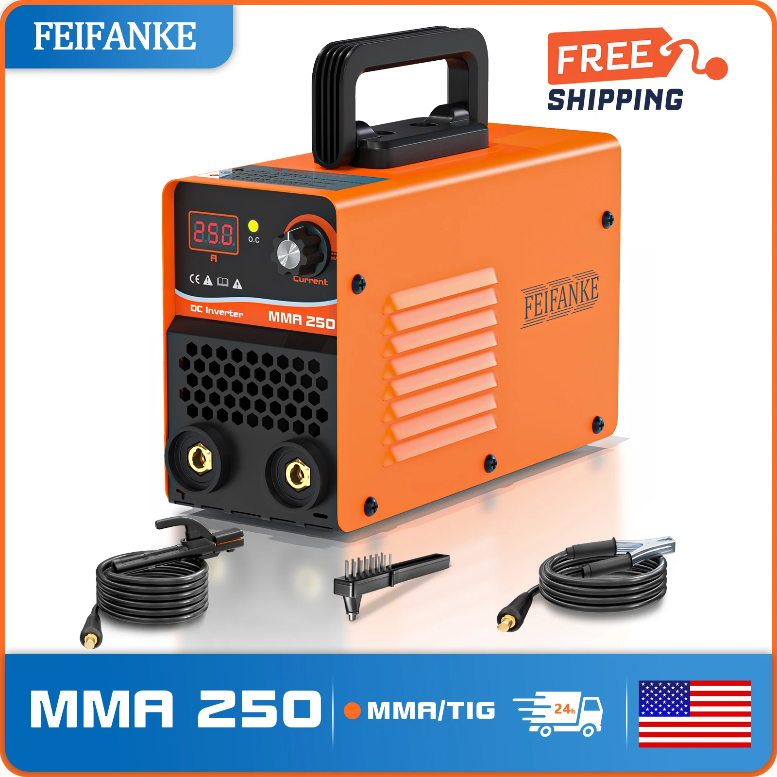 

FEIFANKE MMA250 Welding Machine MMA/GASLESS MIG/LIFT TIG 250 Welder Flux Core Welder for Carbon Steel Stainless Steel