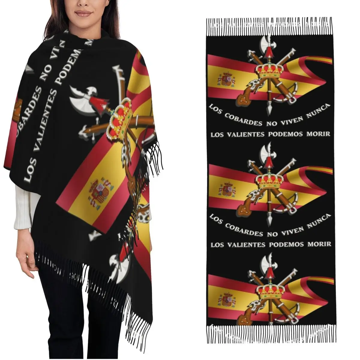 

Spain Legion Shawls Wraps for Women Winter Large Long Scarf Spain Army Pashmina Tassel Scarves