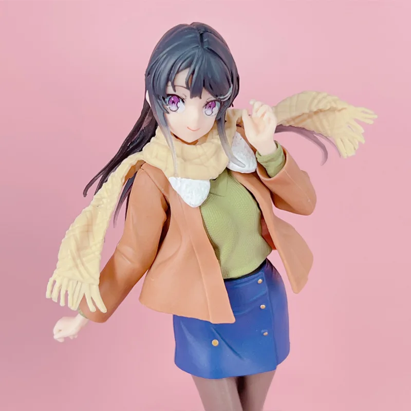 22cm Mai Sakurajima Does Not See The Bunny Girl\'s Ancestors Figure Winter Clothes Sakurajima Mai PVC Action Figure Model Toys