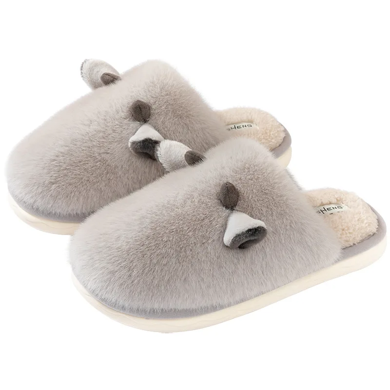 2025 Zapatillas de invierno esponjosas con forma de pata de gato, cálidas, antideslizantes, para interiores, parejas, zapatillas de casa de algodón