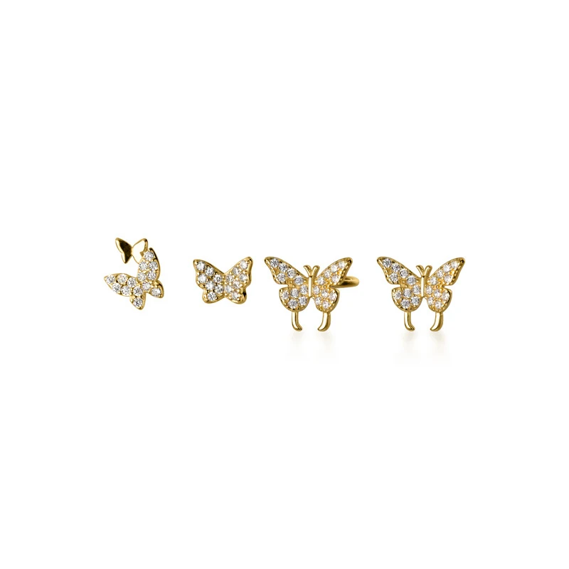 Modian Pure 925 Sterling Silver Clear CZ Sweet Cute Flying Butterfly Stud Earrings for Women Fashion Insect Ear Pin Fine Jewelry