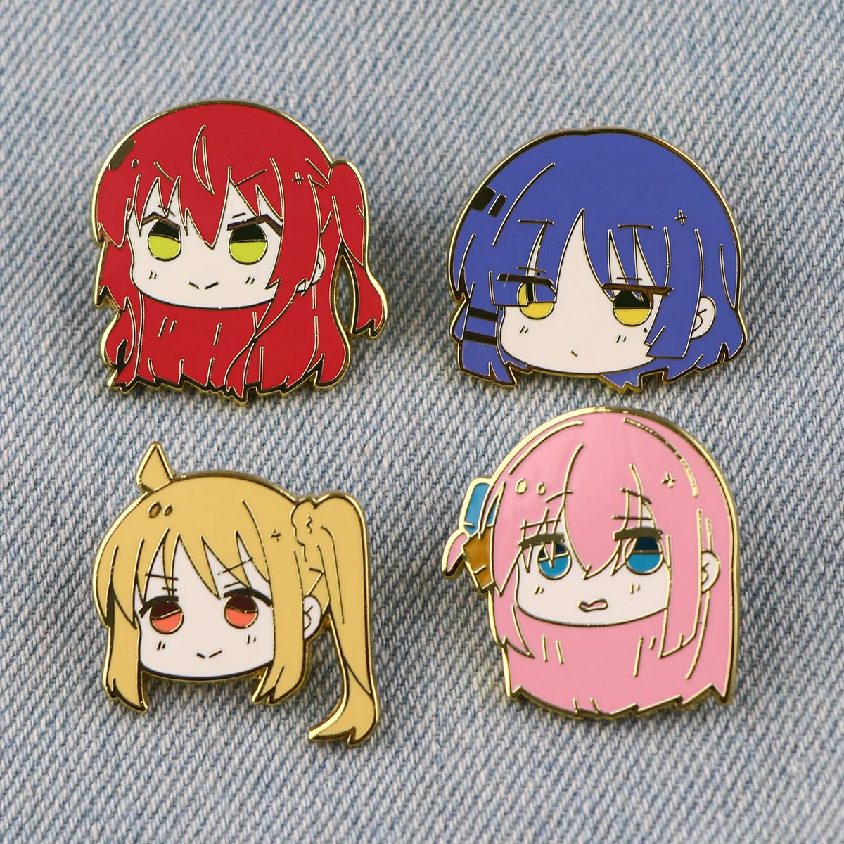 4pcs BOCCHI THE ROCK Anime Cosplay Brooches Cute Character Pins Clothing Backpack Lapel Badges Fashion Jewelry Accessories Gifts