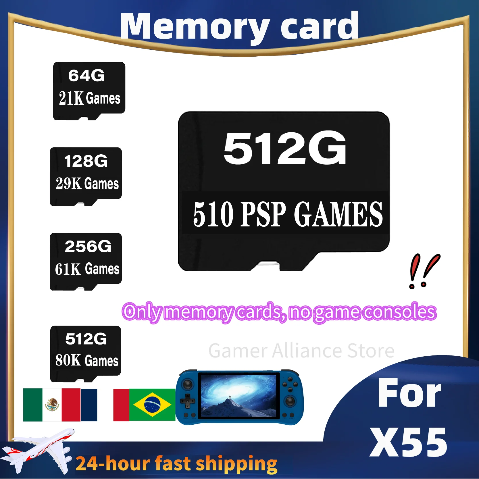 FOR POWKIDDY X55 Handheld Retro Game Console Memory Card TF Card Video Game Consoles 510 PSP Games 512G 90000 Games PSP GameS