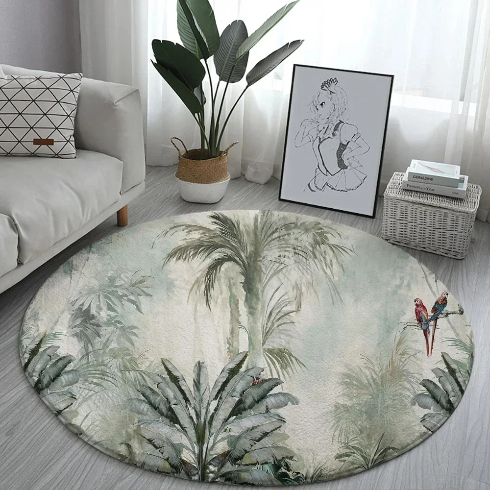 Lotus Landscape Painting Round Carpet Chair Sofa Carpets Home Living Room Bedroom Bathroom Floor Mat Printed Home Decorations