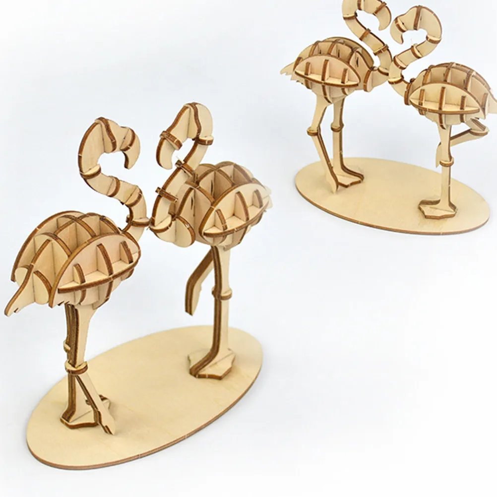 3D Flamingo Wooden Puzzle for Children Educational Play Tool Trains Coordination Logic Thinking Memory Concentration Fun