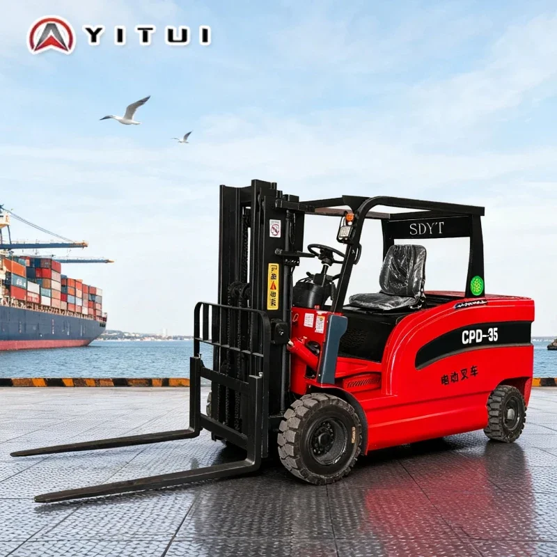 Wózek elektryczny typu stacker 2.0 ton, model 2025, w pełni elektryczny wózek widłowy, typ stojący, podnośnik do palet, udźwig 3000 kilogramów.