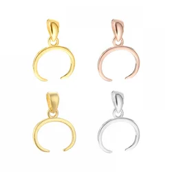 2PCS 925 Sterling Silver Half Moon Horn Pinch Clip Bail Connector For Gemstone Setting Pendant Necklace Clasp Jewelry Accessorie