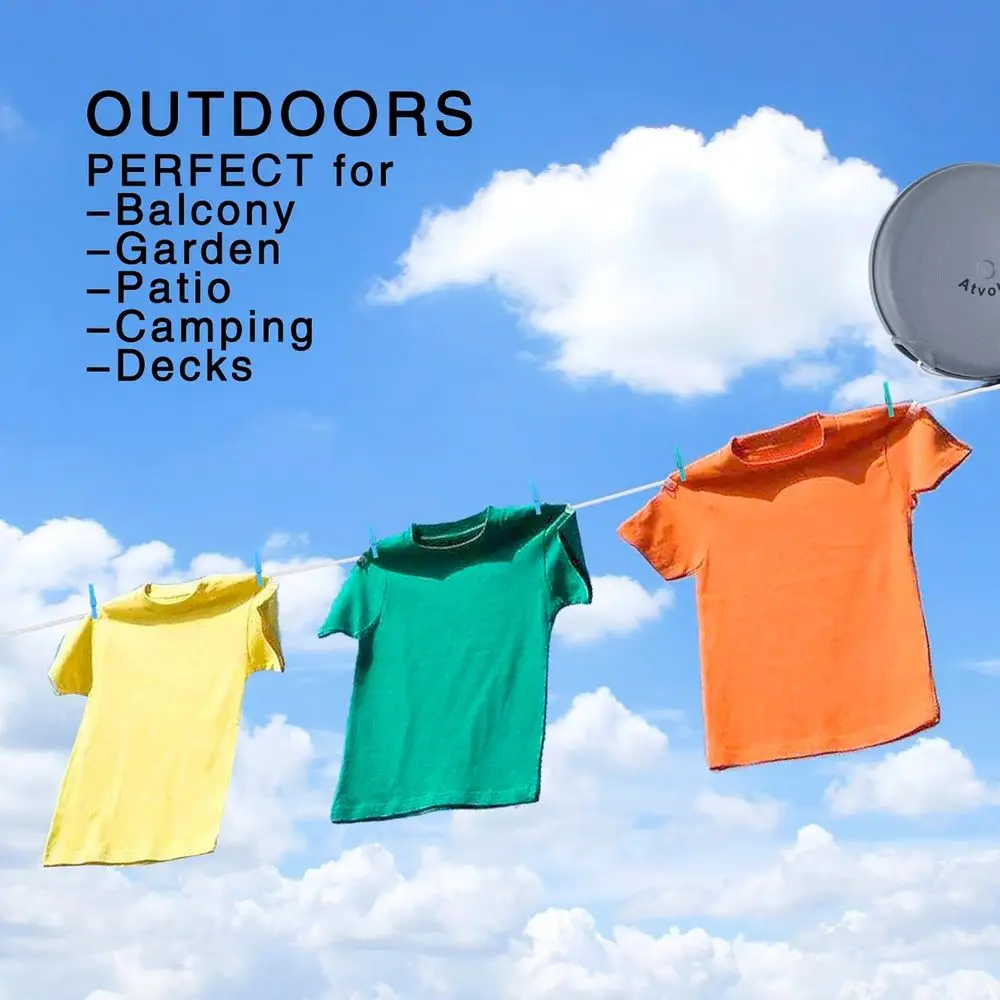 Outdoor Heavy-Duty Retractable Clothesline with 24 Clothespins for Indoor & Outdoor Use