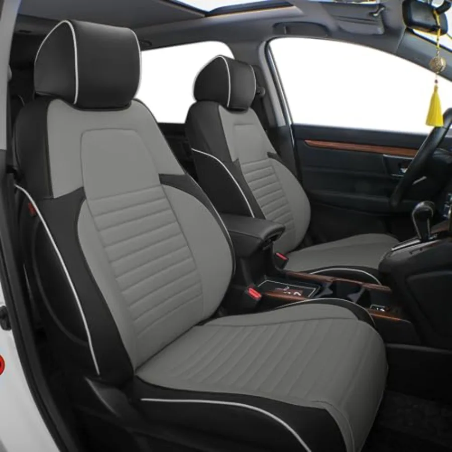 

Чехлы на сиденья для Honda CRV 2015-2016, полный комплект, из искусственной кожи, черно-серые, защита сидений