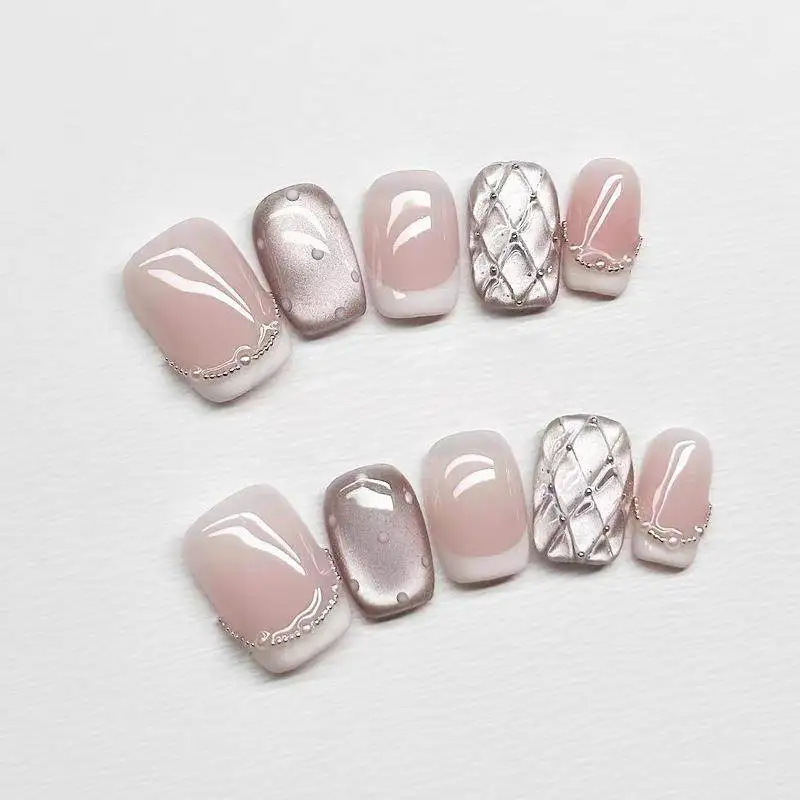 

Handmade Eye Nail Art Wearable Vinyl PVC White Enhancing Diamond Pattern Nail Tips for Men And Women Bedroom Storage