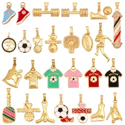Trendy Sports Shirt Ice Skates Dumbbell Sneakers Baseball Football Boots Charm Pendant,18K Gold DIY Necklace Jewelry Supply K85