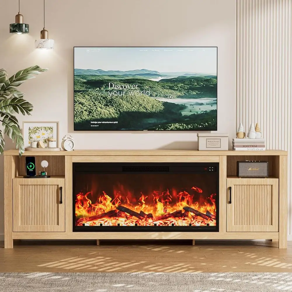 71 Luted Replace TV Stand with 38 Electric Replace or up to 80 Entertainment Center, Media Shelf, Fire Place Mantel with Storage