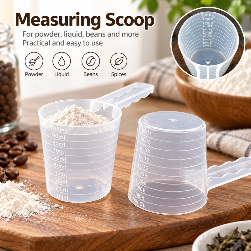 Transparent Pet Measuring Spoon With Scale 50g 100ml Plastic Dog Cat Feeding Scoop Pet Food Tableware Supplies for Feeding