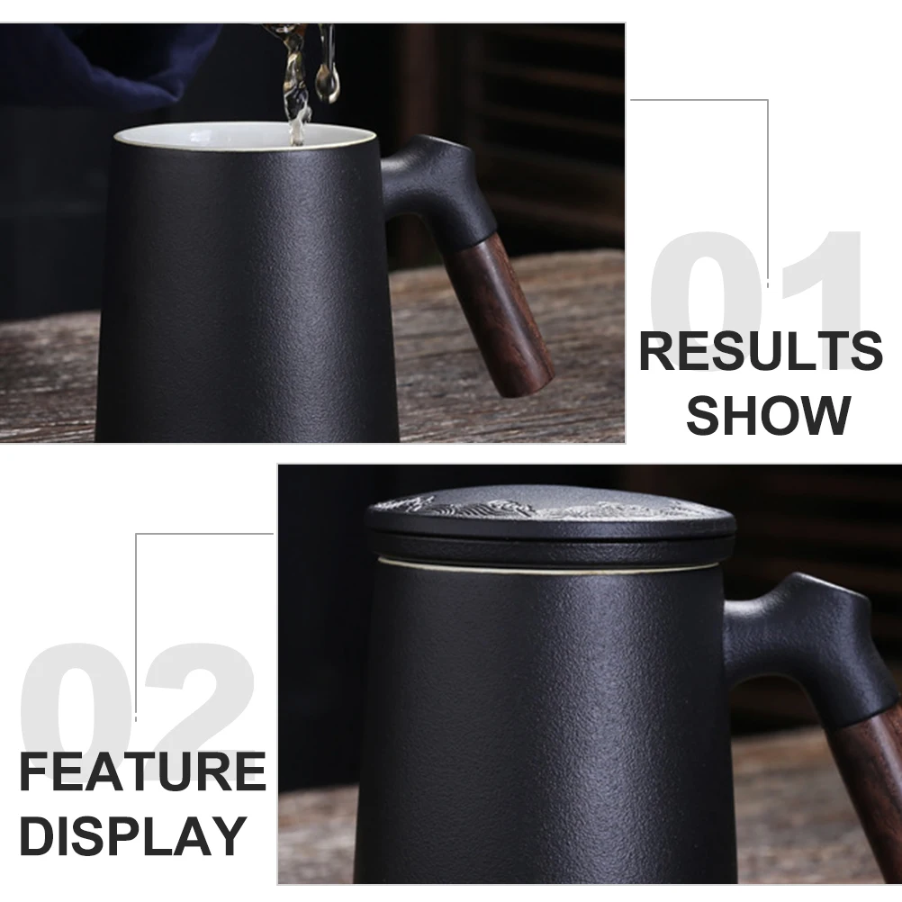 

Ceramic Filter Tea Cup Ceramic Filter Mug Cover Material Baking Coffee Shop Home Office Travel Practical Sturdy
