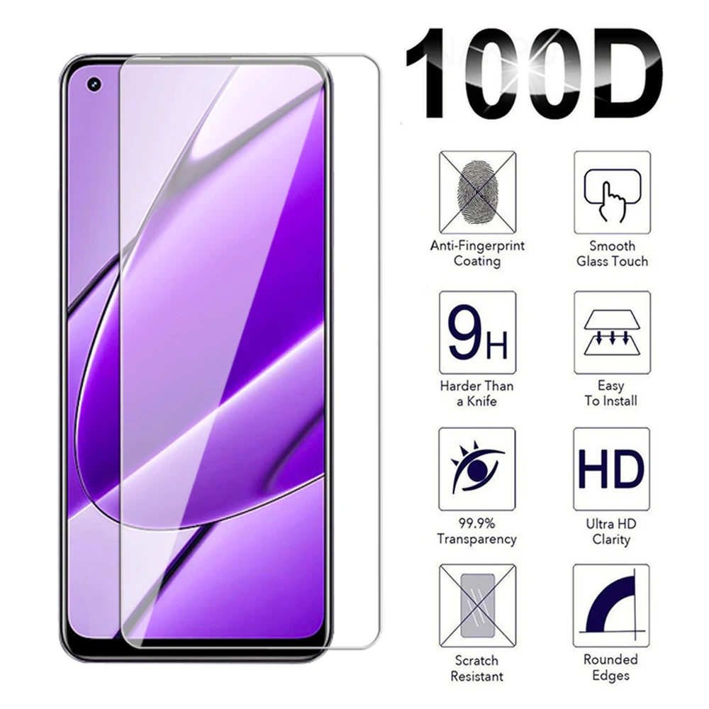 999D Transparent  Tempered Glass Screen Protector For Realme 8 9 10 11 Pro Plus 6.4 4G 6.72 5G 6.43 Speed ProtectiveGlass Film