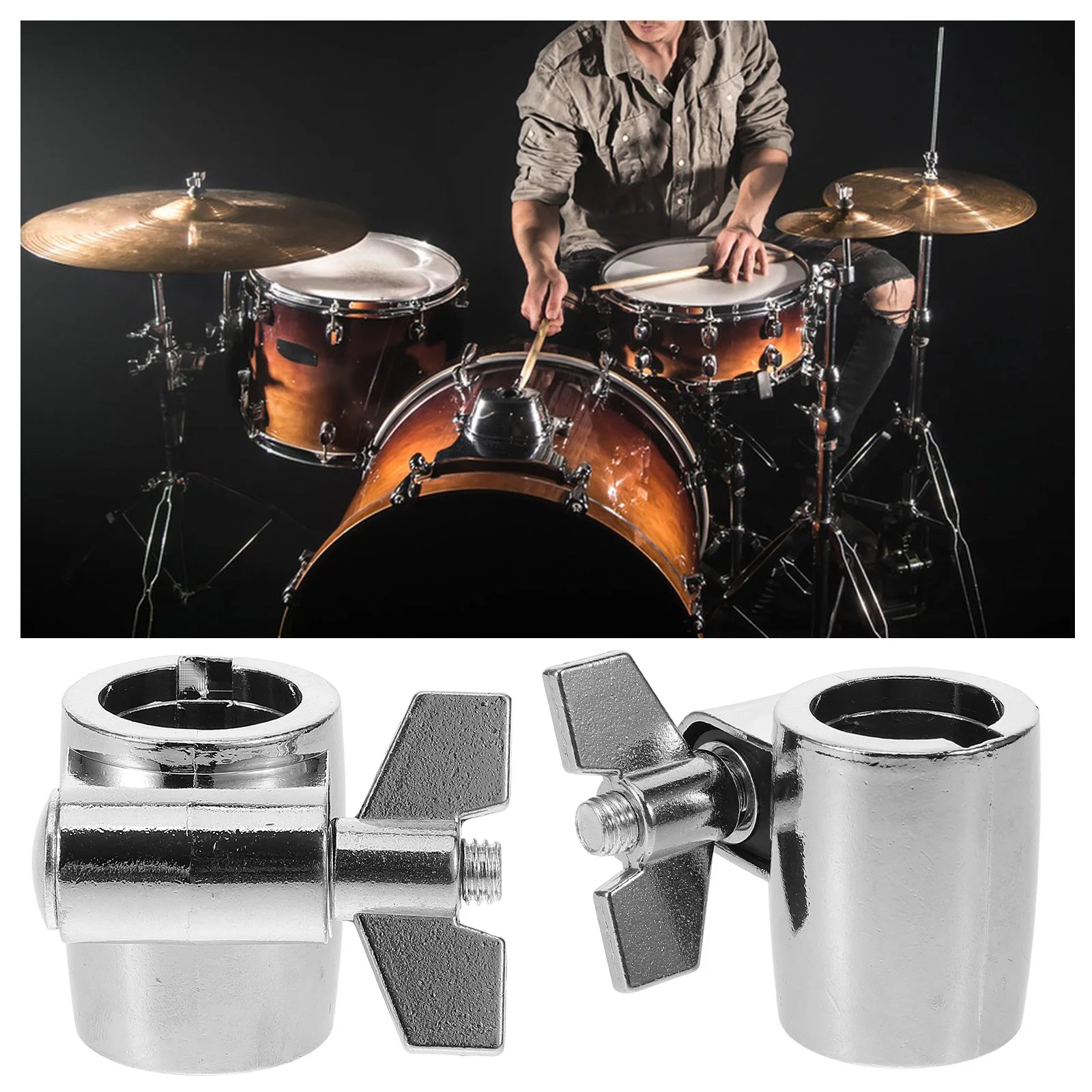 

Cowbell Clamp Adjustable Metal Clip Holder Mounting Zinc Alloy Bracket Bass Drum Tom