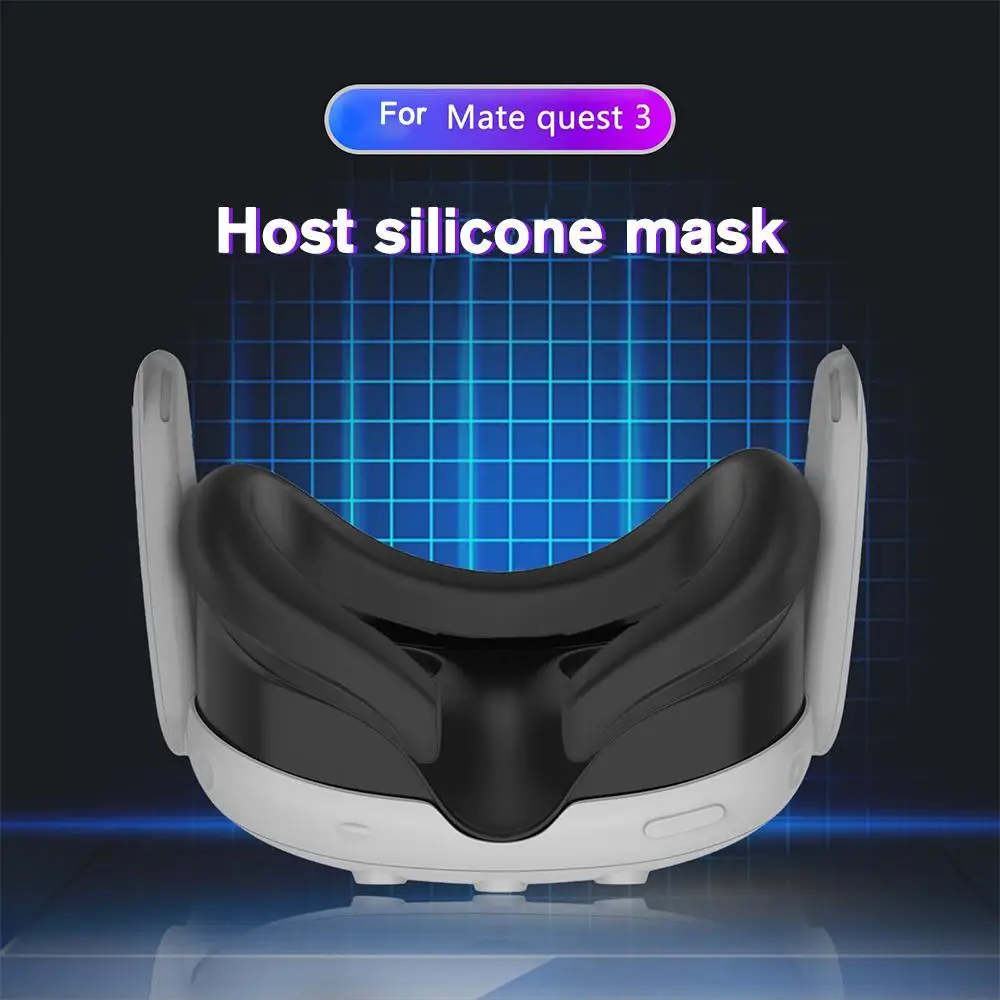 Silicone VR Face Mask for Meta Quest 3 Accessories VR Facial Interface Sweatproof Mask Face Cushion Lightproof Mask Face Co H8F3