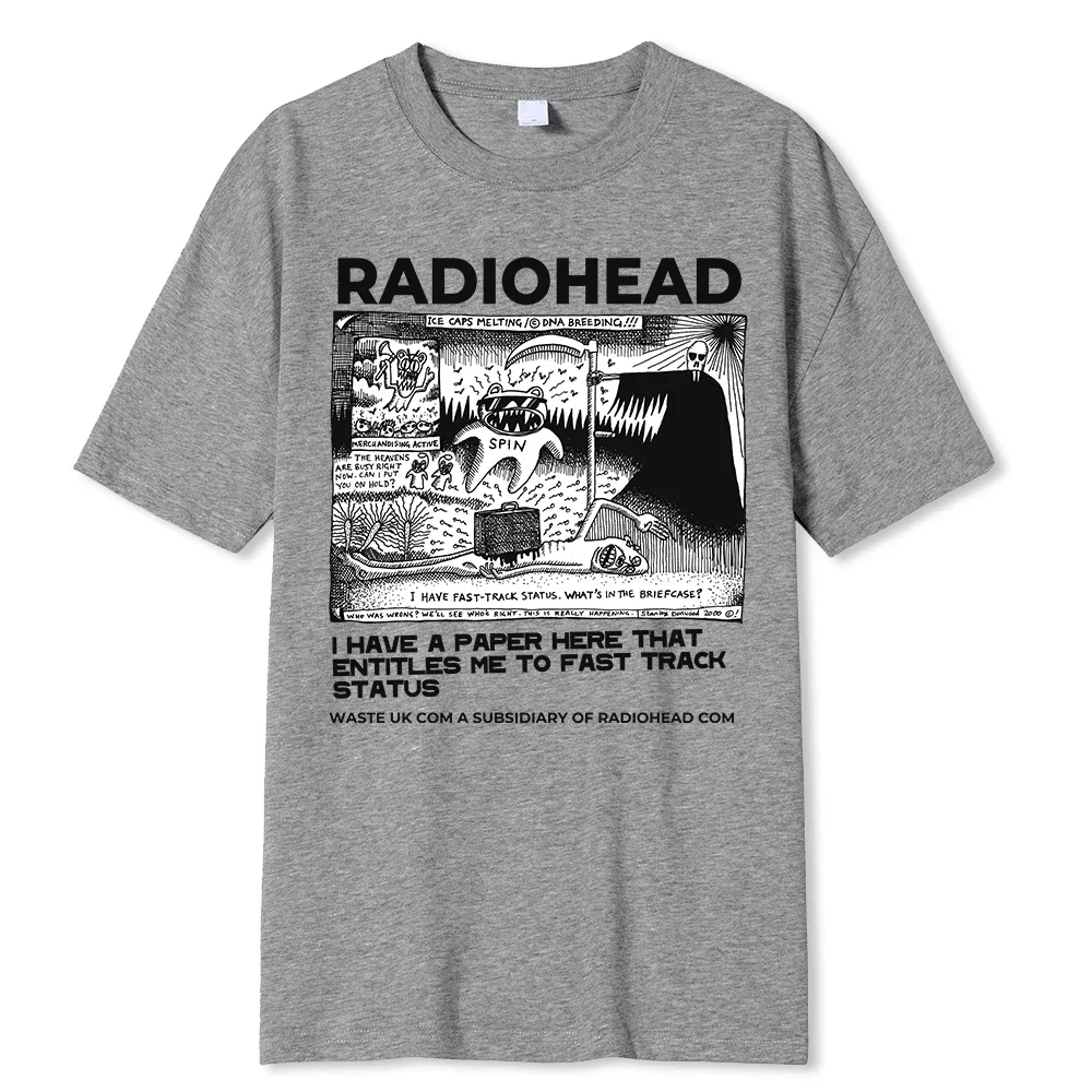 Radiohead T Shirt Men Vintage Classic Tees North America Tour Rock Boy Camisetas Hombre Hip Hop Street 100% Bawełna Oversized Tops