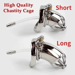 Stainless Steel High Quality Male Chastity Cage With Catheter Chastity Restraint Cock Cage Adult Erotic Sex Toys For Man Gay 18+