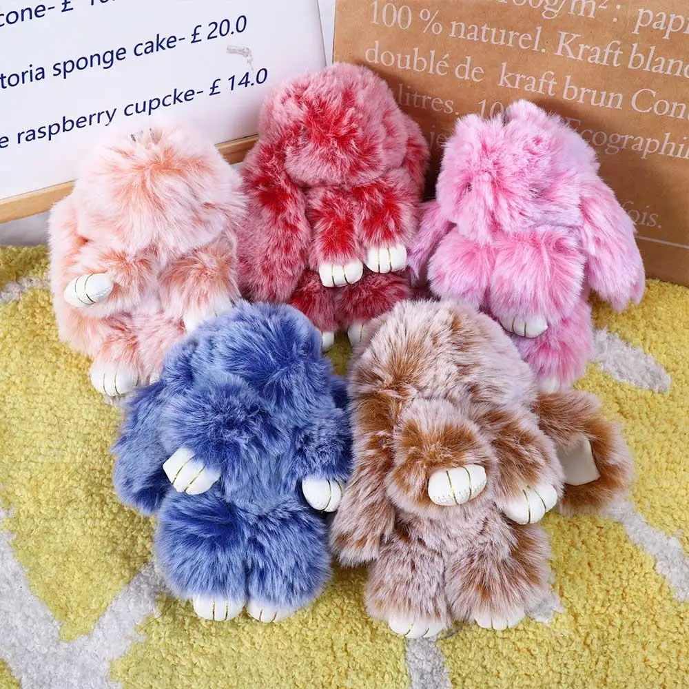 Kids Toys Car Pendant Key Ring Car Charm Plush Toy Rabbit Fur Keychain Plush Bunny Keychain Plush Bunny Keyring Fluffy Toy Doll