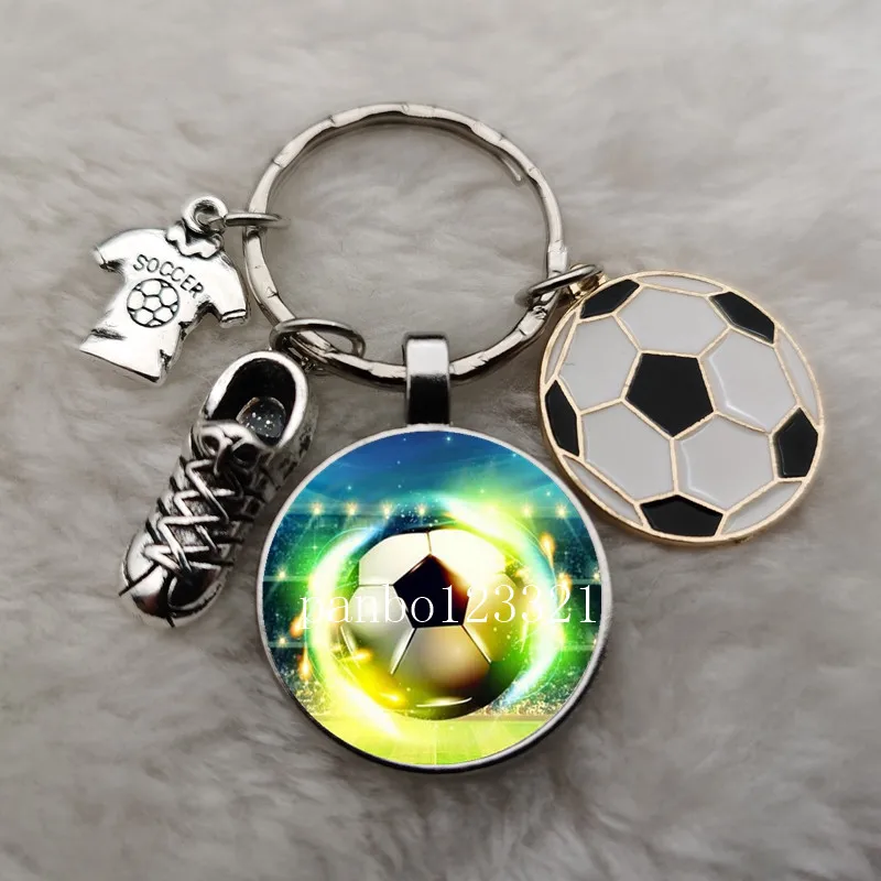 Football DIY custom name keychain Football lovers keychain Glass convex keychain Men’s and women’s football DIY jewelrykeychain