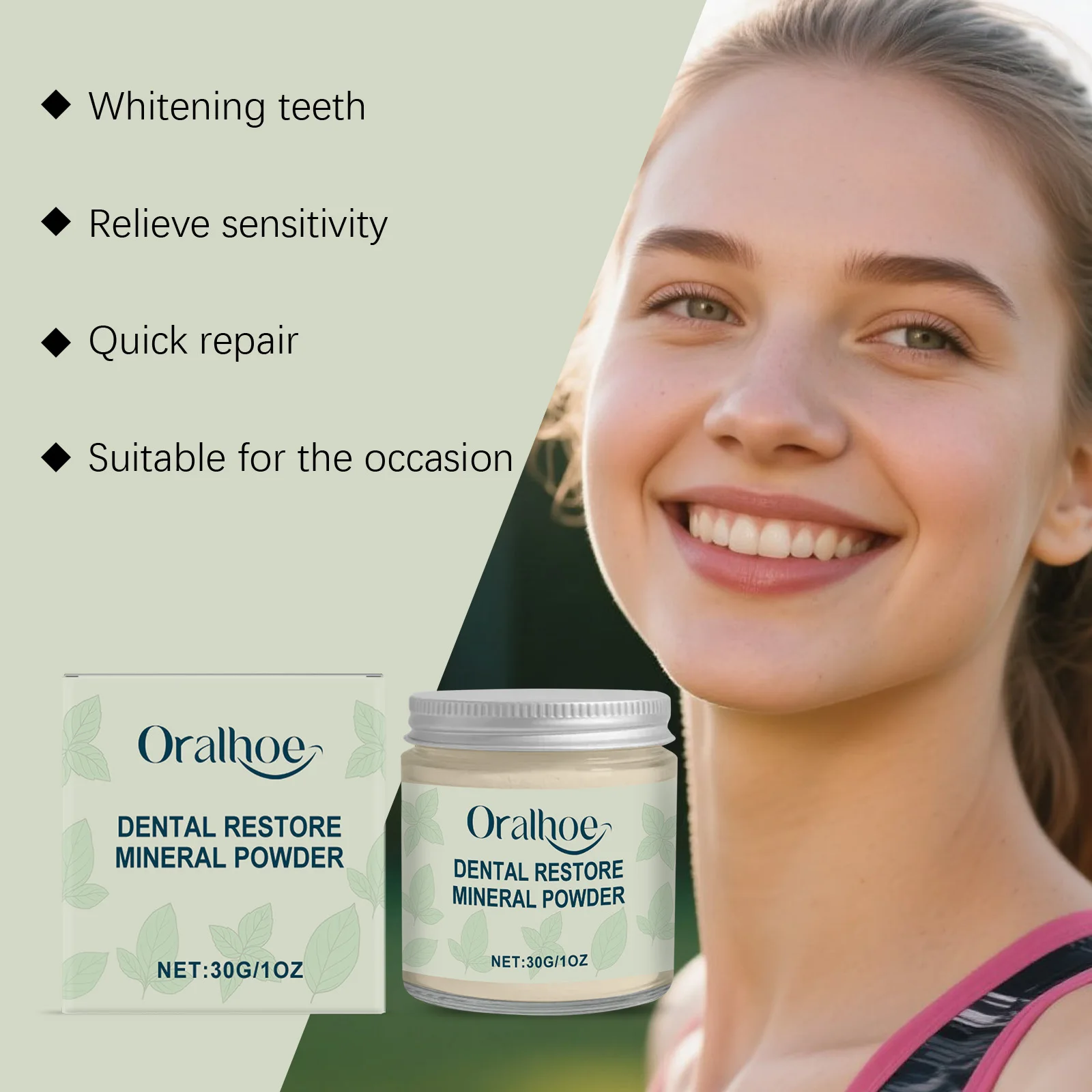ORALHOE Dental Restore Mineral Powder Brighten Yellow Teeth Stain Removal Cleaning Oral Hygiene Gum Care Bleaching Tooth Powder